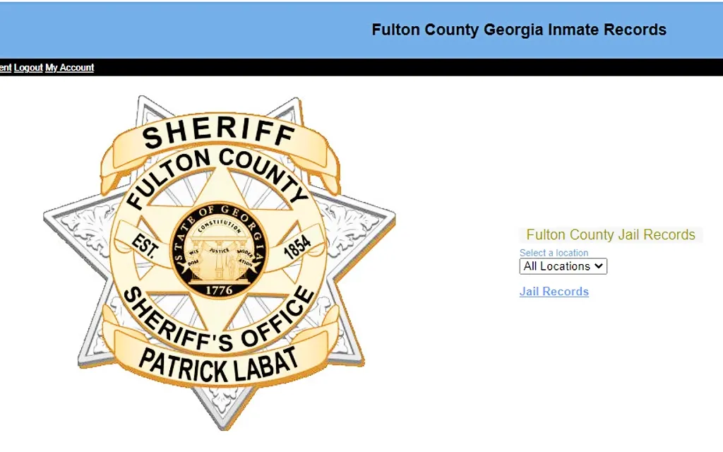 Fulton County, GA inmate records website with search feature to choose a fulton county jail location. 